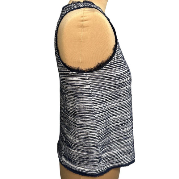 Vanessa Virginia by Anthropologie Navy and White Crew Neck Tank Top, Size M - Picture 2 of 6